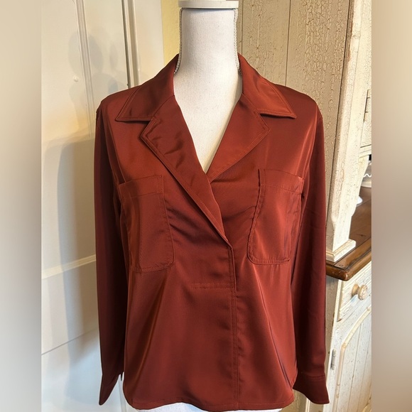 Banana Republic Tops - Banana Republic Deep Red Satin Blouse